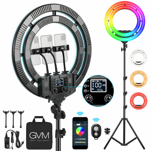 GVM-Ring18 50W High Power Bi-Color & RGB Ring Light Kit (18