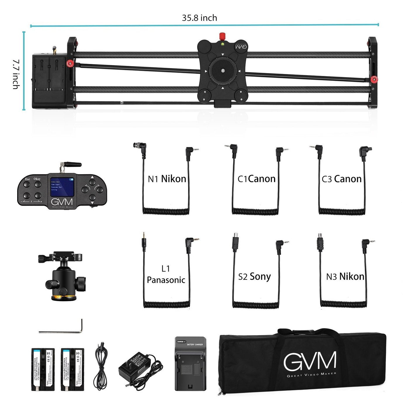 GVM-1.5D Wireless Carbon Fiber Camera Slider with Bluetooth Remote 